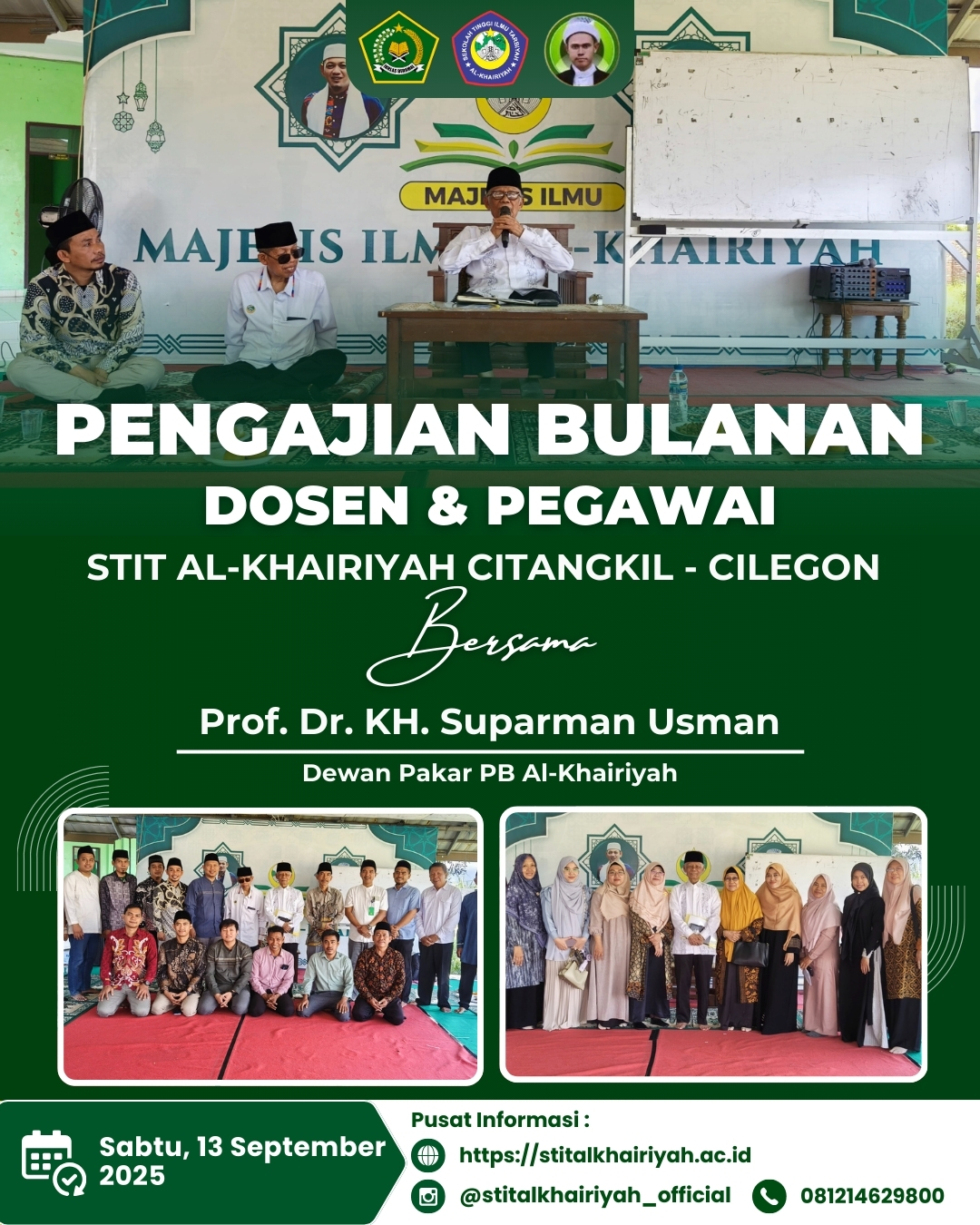 STIT Al-Khairiyah Cilegon Gelar Pengajian Bulanan Dosen dan Pegawai Bersama Prof. Dr. KH. Suparman Usman
